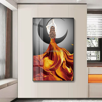 Peinture décorative personnalisée de luxe en aquarelle, portrait, horloge LED électronique, fond abstrait, toile écologique