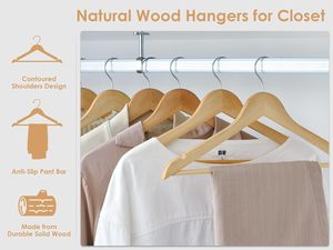 Cintres en <span class=keywords><strong>bois</strong></span> de qualité B, durables et flexibles, à bas prix pour costumes, manteaux, vestes, pantalons, robes – Idéal pour les supermarchés - Product Image 4
