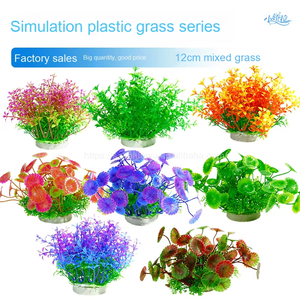 Vente en gros 12cm Simulation PVC Waterweed Mixte En Plastique Fleurs Herbe Ornement Offre Spéciale Fish Tank Aquariums Accessoires - Product Image 2