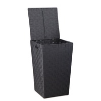 Panier à linge en nylon gris foncé avec couvercle, anti-poussière et anti-humidité, poignées portables pour vêtements sales