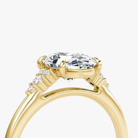Bague de fiançailles en or massif 14K/18K avec diamant de laboratoire ovale 3 carats, halo caché et pierres latérales en cluster, certifiée IGI CVD/HPHT, personnalisable