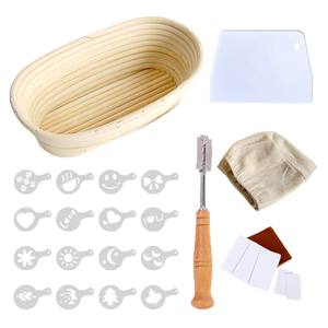 XH ovale da 10 pollici intrecciato a mano <span class=keywords><strong>in</strong></span> Rattan naturale craft bread Sourdough Banneton Proofing Basket set con cestini regalo <span class=keywords><strong>in</strong></span> tessuto di rivestimento alla rinfusa - Product Image 3