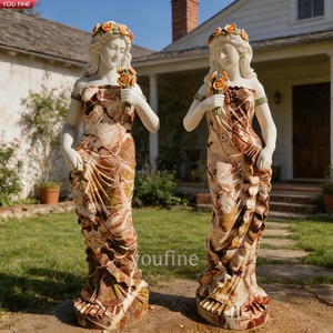 Statues de demoiselles d'honneur en <span class=keywords><strong>marbre</strong></span> sculptées à la main grandeur nature YOUFINE, art classique pour villa, décoration extérieure - Product Image 1