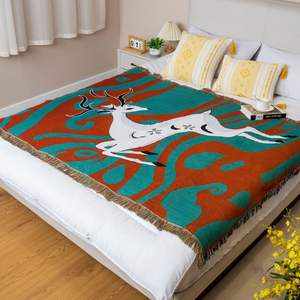 Couverture de canapé et de lit en coton et polyester doux, style dessin animé, avec logo personnalisé, motif aztèque, à prix abordable, idéale pour les canapés et l'hôtellerie – Vente chaude - Product Image 1