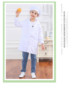 Tablier de chef réglable pour enfants, garçons et filles, avec 2 poches pour Halloween, costume uniforme blanc, costumes de jour de carrière - Product Image 6