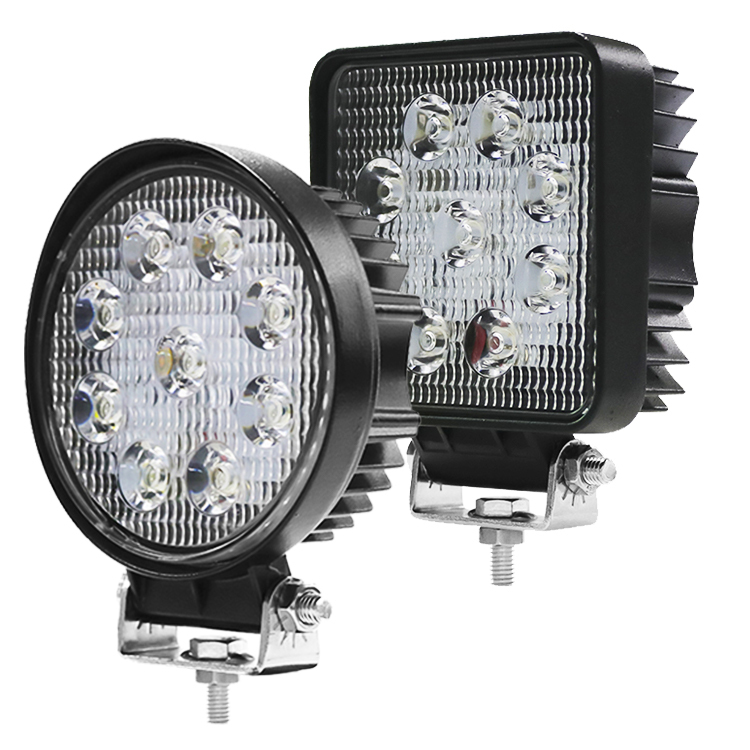 9 Led 12v 24v 12 24 Volt 27W LED Light Round Tractor Off Road IP68 LED Work Light