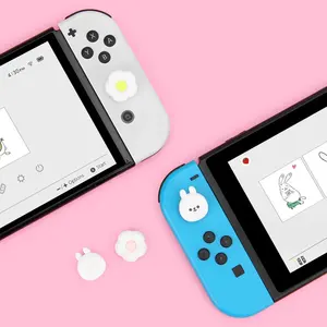 Pour Nintend Switch <span class=keywords><strong>Ledo</strong></span>/Lite/Joy-con Thumbstick Case Cute Rabbit Flower Cameo Silicone Soft Thumb Stick Grip Cap Joystick Cover - Product Image 4