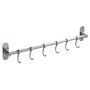 304 Stainless Steel Wall Mounted Kitchen Storage Rack Single Layer Hanging Rod For Pots Spatulas Utensils Hooks - Product Image 5
