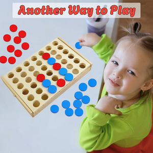 Jeu de société Connect 4 en bois pliable, jeu de stratégie classique pour toute <span class=keywords><strong>la</strong></span> famille (format voyage, 5 à 7 ans) - Product Image 4
