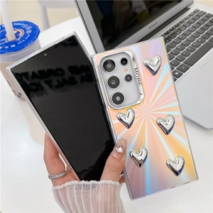 เคสโทรศัพท์ลายหัวใจเลเซอร์เคลือบไฟฟ้า 3 มิติ แบบด้าน สำหรับ Samsung S24 S25ultra A25 A35 A55 - Product Image 3