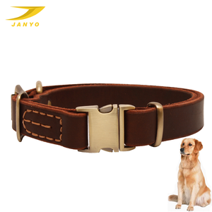 <span class=keywords><strong>Collar</strong></span> de perro de cuero genuino personalizado <span class=keywords><strong>Collar</strong></span> de perro con hebilla de aleación marrón y correa para perro - Product Image 1