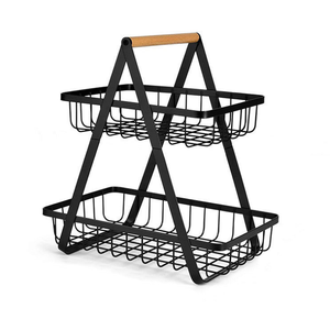 <span class=keywords><strong>Panier</strong></span> à fruits et légumes en fil métallique à 2 niveaux pour la table à manger de la cuisine - Product Image 6