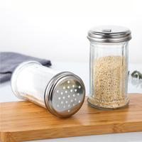 Distributeur d'épices en verre transparent 12oz, réglable en finesse, avec couvercle métallique écologique, compatible lave-vaisselle, pour cuisine et table.
