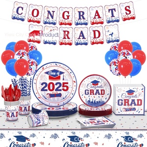 <span class=keywords><strong>2025</strong></span> Tốt Nghiệp Mùa Đảng Trang Trí Nguồn Cung Cấp Màu Đỏ Màu Xanh Dùng Một Lần Khay Giấy Khăn Bộ Đồ Ăn Cho Halloween Bé Phong Cách Các Bên - Product Image 1