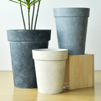 Pot de fleurs et de plantes vintage simple extra large, sur pied, pour intérieur et extérieur, à texture ciment, profond et haut, pour jardin et maison.