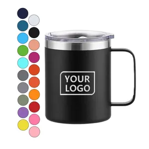 Wholesale Custom Logo Powder Coated Stainless Steel Double Wall Tumbler Cup 12 Oz 14oz Insulated Coffee Mug With Lid