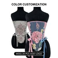 Corset Bustier Floral Rose Antique Style Romantique Français Cottagecore Ajusteur de Taille Vintage avec Ourlet Pointu