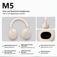 Headphone Nirkabel M5 ANC BT 5.4 Over-Ear - Peredam Kebisingan Mendalam -25dB, Waktu Putar 35 Jam, Audio Stereo Hi-Fi