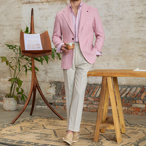Giacca da Completo <span class=keywords><strong>Uomo</strong></span> Slim Fit 100% <span class=keywords><strong>Lino</strong></span> Personalizzata, Semi-Foderata di Alta Qualità, Completo Casual per <span class=keywords><strong>Uomo</strong></span> - Product Image 5