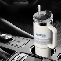 Bouteille isotherme de voyage pour voiture, anti-fuite, à double paroi, en acier inoxydable, 40 OZ, avec poignée et paille, pour café et eau