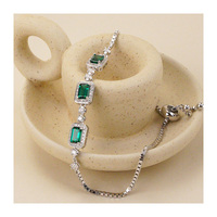 Unisex 925 argento Sterling smeraldo bracciale Tennis verde zircone diamante rodiato gioielli alla moda per fidanzato e fidanzata