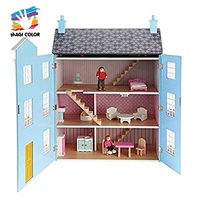 Maison de poupée géorgienne miniature en bois personnalisable pour filles W06A420-Rose Jouet éducatif DIY avec meubles