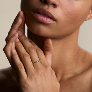 Anillos <span class=keywords><strong>de</strong></span> Diamantes Curvos <span class=keywords><strong>de</strong></span> Oro <span class=keywords><strong>de</strong></span> 14k, Joyería Minimalista, Anillo <span class=keywords><strong>de</strong></span> Plata 925, Resistente al Deslustre, Joyería Impermeable, Anillos Ajustables - Product Image 2