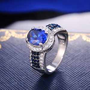 Anello Effetto Zaffiro Blu per Donne, Elegante Accessorio Estivo per Proposte e Feste, Regalo di Moda - Product Image 2