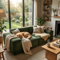 Modernes Rechteckiges Modulares Ecksofa mit Gestepptem Stoff für Wohnzimmer, Apartment, Hotel, Villa, Hochdichter Schaumstoff-Kombination