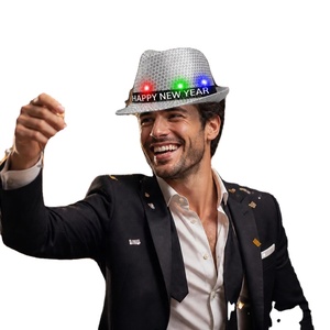 Custom LED Sequin Fedora Jazz <b>Hat</b> <b>for</b> Halloween New Year <b>Wedding</b> & Concert Parties-Colorful Light-Up Event Decoration Supply - Product Image 4