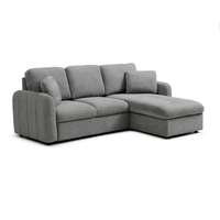 Canapé d'angle en tissu gris avec rangement, canapé-lit convertible pour salon, appartement, meubles de maison