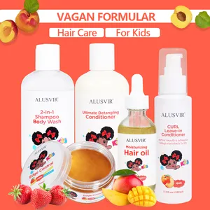 kids Hair Care Kit Natural Fruit Perfumed Hair Oil Shampoo And Wash 2 In 1 Leave In Conditioner Edge Control Set Private Label