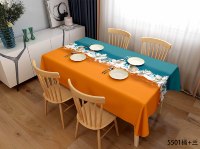 Nappe en polyester imperméable, résistante à l'huile et à la chaleur, facile à nettoyer, motif floral color block orange et turquoise pour table à manger