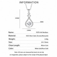 Collier en Moissanite 5mm Rond avec Pendentif Goutte d'Eau CZ Halo pour Femme en Argent Sterling 925 – En Stock, Vente en Gros, Bijoux Fins