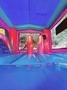 Château gonflable commercial pour enfants avec toboggan aquatique, piscine à balles et aire de saut - Product Image 4