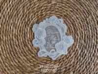 Applique en dentelle guipure tricotée, transparente, blanche, florale, 2 pièces, pour décolleté de robe de mariée, broderie en maille, motif éventail, vente en gros