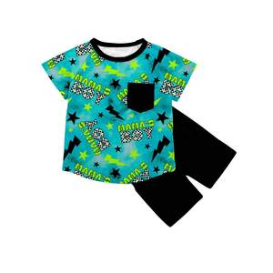 BSSO1859 RTS Boutique Conjunto de Ropa para Bebé Niño con Estampado de Cocodrilo y Rayas de Mardi Gras, Conjunto de Ropa Infantil al por Mayor, Conjunto de Manga Corta - Product Image 2