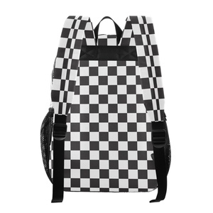 Unisex <b>Black</b>/White Checked Design Heavy Duty Clear 16" Clear Backpack Transparent Travel Casual Backpack with <b>Black</b> Trim - Product Image 3