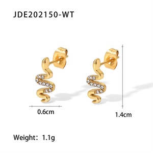 Pendientes Minimalistas de Serpiente para Mujer, Joyería de Acero Inoxidable con Circonita Cúbica y Cristal, para Animales Pequeños - Product Image 6