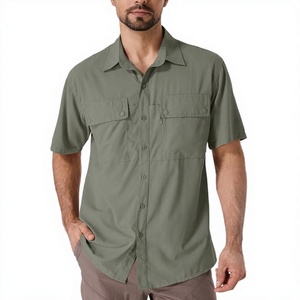 Chemises boutonnées d'été pour hommes, décontractées, respirantes, anti-UV UPF50+, manches courtes, col boutonné, en Spandex/Polyester, pour le golf, les vacances et la plage - Product Image 3
