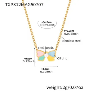 Mode doux Style enfants ensemble de bijoux en acier inoxydable <span class=keywords><strong>4</strong></span> pièces goutte d'huile arc nouveaux accessoires colorés mignons pour les enfants - Product Image 5