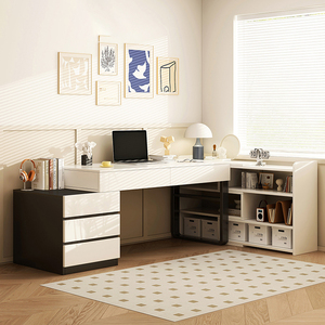 <span class=keywords><strong>Scrivania</strong></span> a L con Cassettiera di Dimensioni Personalizzabili per Appartamenti Piccoli, Tavolo da Studio con Sedia per Camera da Letto e Soggiorno per Ragazze - Product Image 6