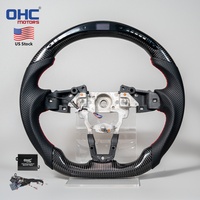 Setir Mobil Serat Karbon Asli LED dari Gudang USA untuk Mazda Mx-5 Mx5 Miata Nd 2015 2016-2026 dengan Pegangan Kulit Berlubang
