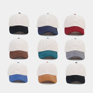 Hot Selling Wholesale Two-Tone <b>Corduroy</b> Baseball <b>Cap</b> Six-Panel StrapBack Available in 8 Colors for Sports Fishing Promotions - Product Image 1
