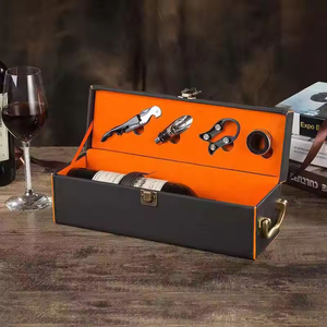 Boîte <span class=keywords><strong>cadeau</strong></span> en cuir PU pour vin rouge, <span class=keywords><strong>coffret</strong></span> <span class=keywords><strong>cadeau</strong></span> en cuir pour une bouteille de vin rouge, boîte en papier pour emballage de bouteille, boîte <span class=keywords><strong>cadeau</strong></span> élégante pour vin rouge - Product Image 4