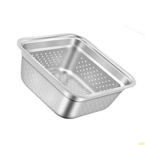 Çok Amaçlı Mutfak Süzgeç Saklama Kutusu Lavabo Düzenleyici Dayanıklı Metal Paslanmaz Çelik Kare Süzgeç Sepet - Product Image 5