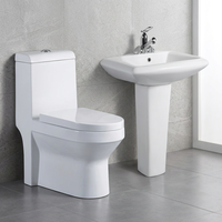 Ensemble combiné de salle de bains sanitaire en céramique avec pied de lavabo et placard à eau monobloc de qualité pour l'exportation Design de couleur blanche