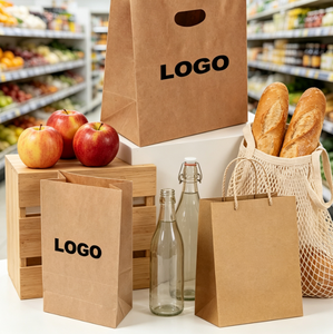 Sacs en papier kraft imprimés avec poignée, sacs cadeaux écologiques pour boutiques de détail, personnalisation du logo - Product Image 4
