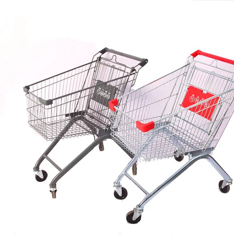 European Style Supermarket Metal cart Shopping Trolley with four Wheels
