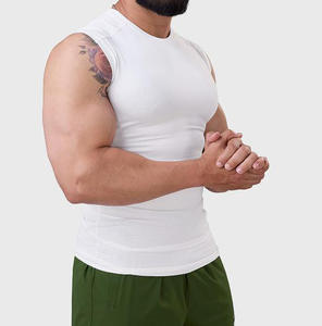 Débardeur de sport basique <span class=keywords><strong>sans</strong></span> manches pour homme, respirant, séchage rapide, en Spandex/Polyester, compression sportive pour la gym, vente en gros - Product Image 1